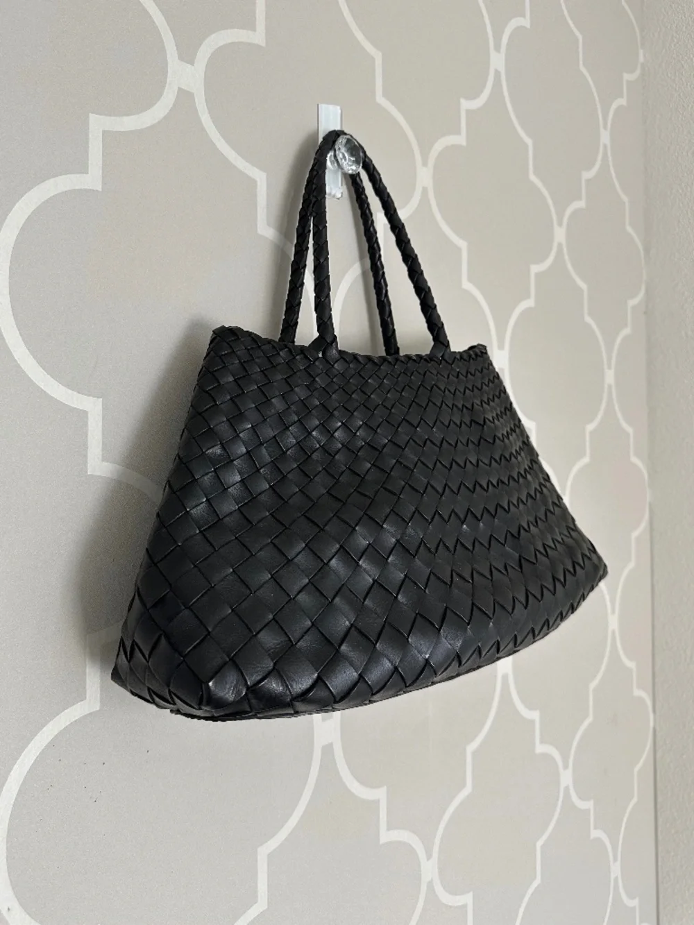 NWOT Dragon Diffusion Santa Croce Big Black Woven Leather Handbag